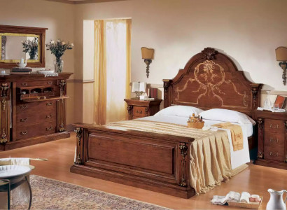 Classic Brown Bedroom Set: Bed, 2x Nightstands, Dresser Set 5-piece